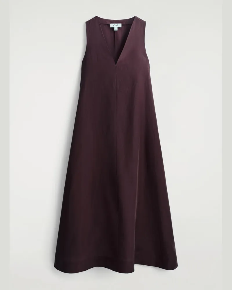 COS Maxikleid Aus Leinen-Mix In A-Linie Rot