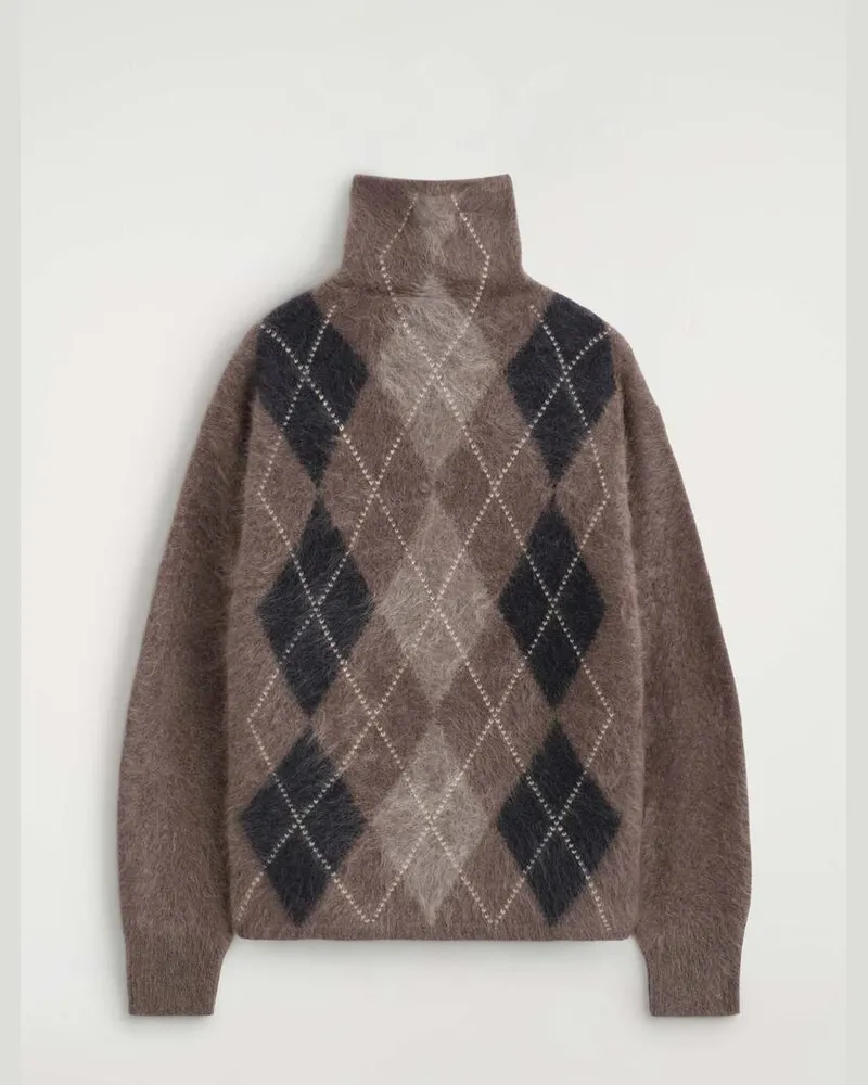 COS Argyle-Pullover Aus Reinem Gebürstetem Kaschmir Braun