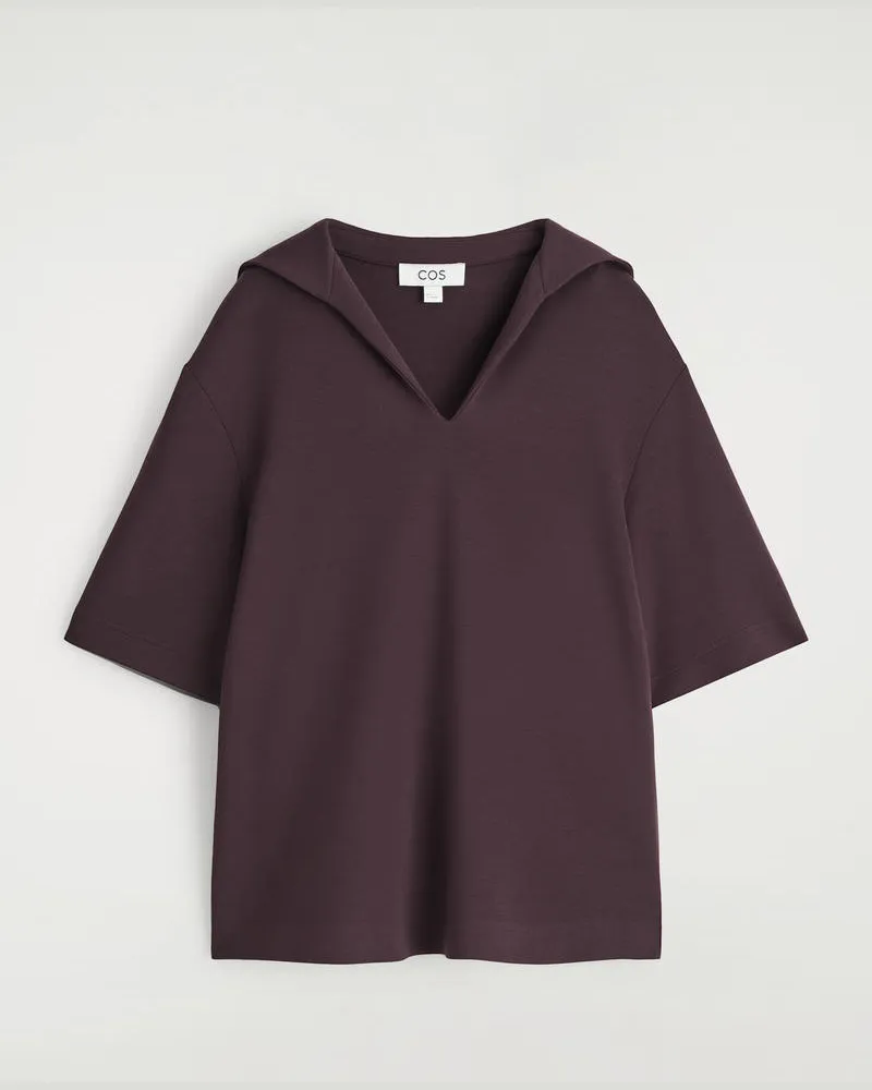 COS Jersey-T-Shirt Mit Matrosenkragen Rot