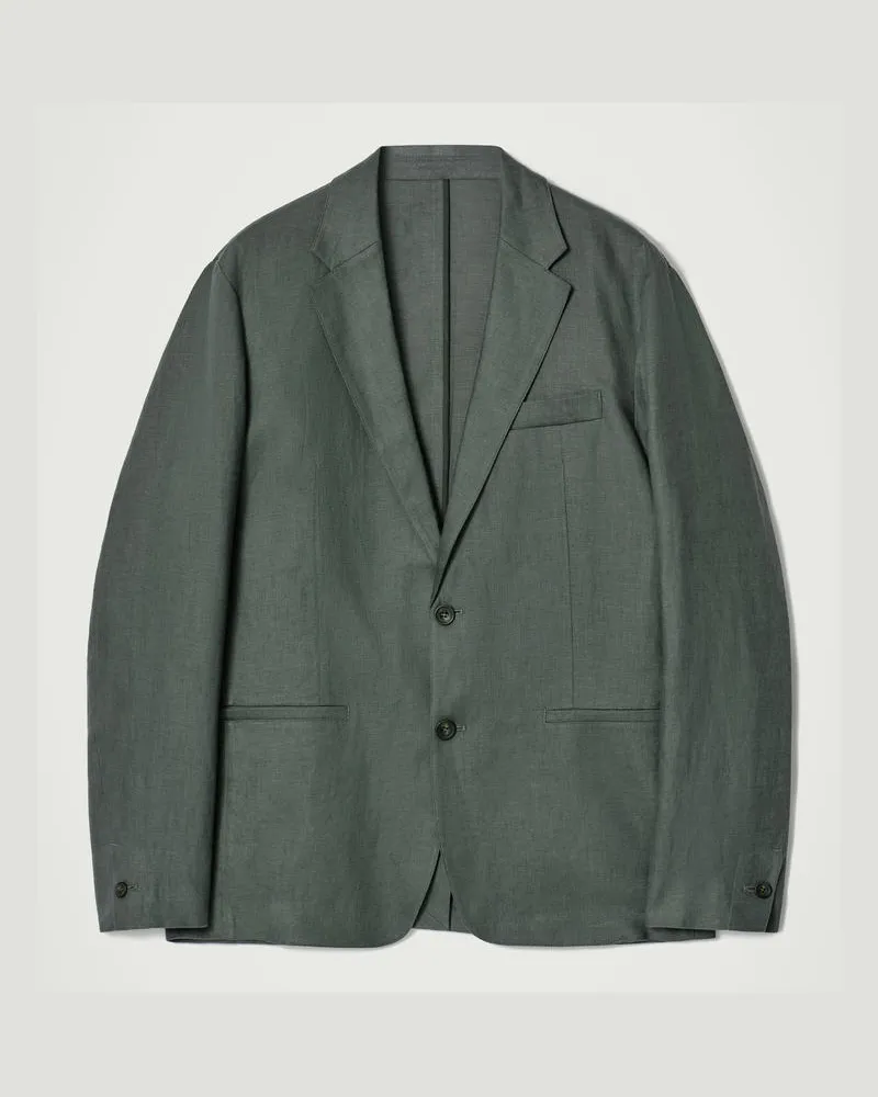 COS Einreihiger Blazer Aus Leinen Grün