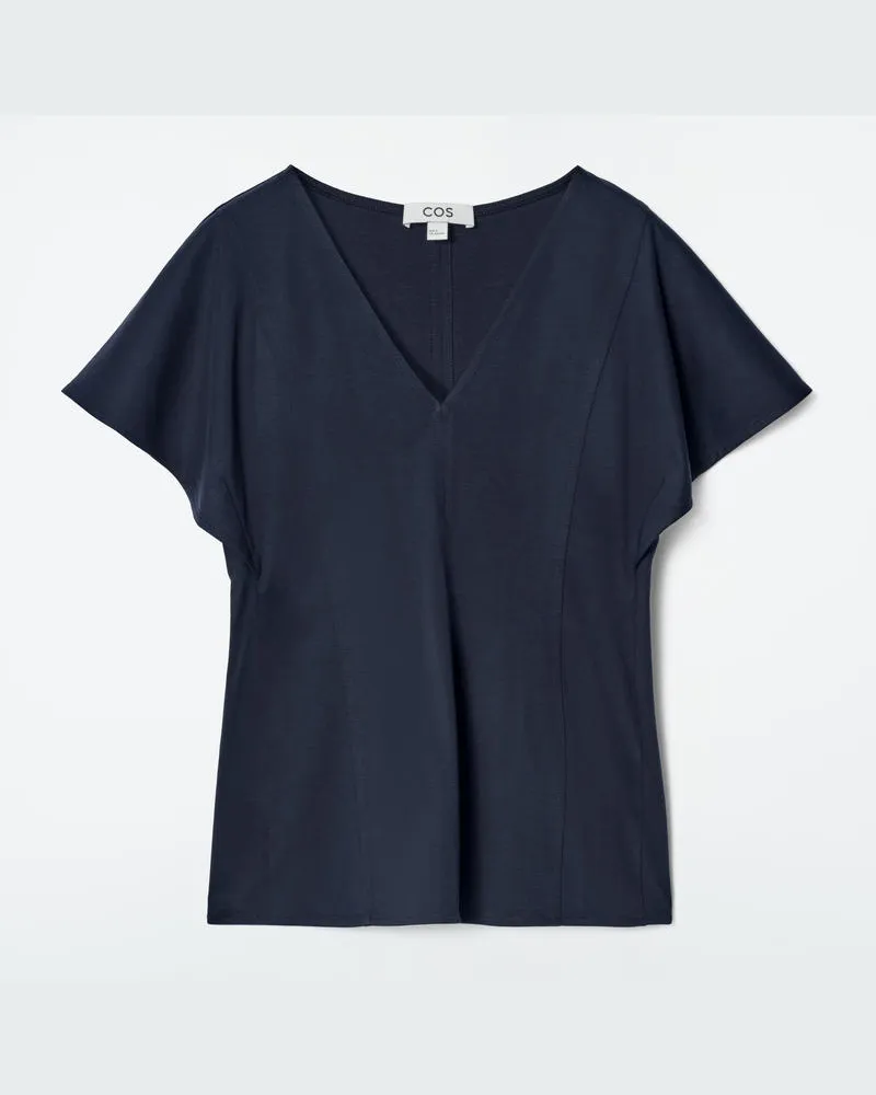 COS Oberteil Aus Baumwolle Mit Blütenärmeln Blau