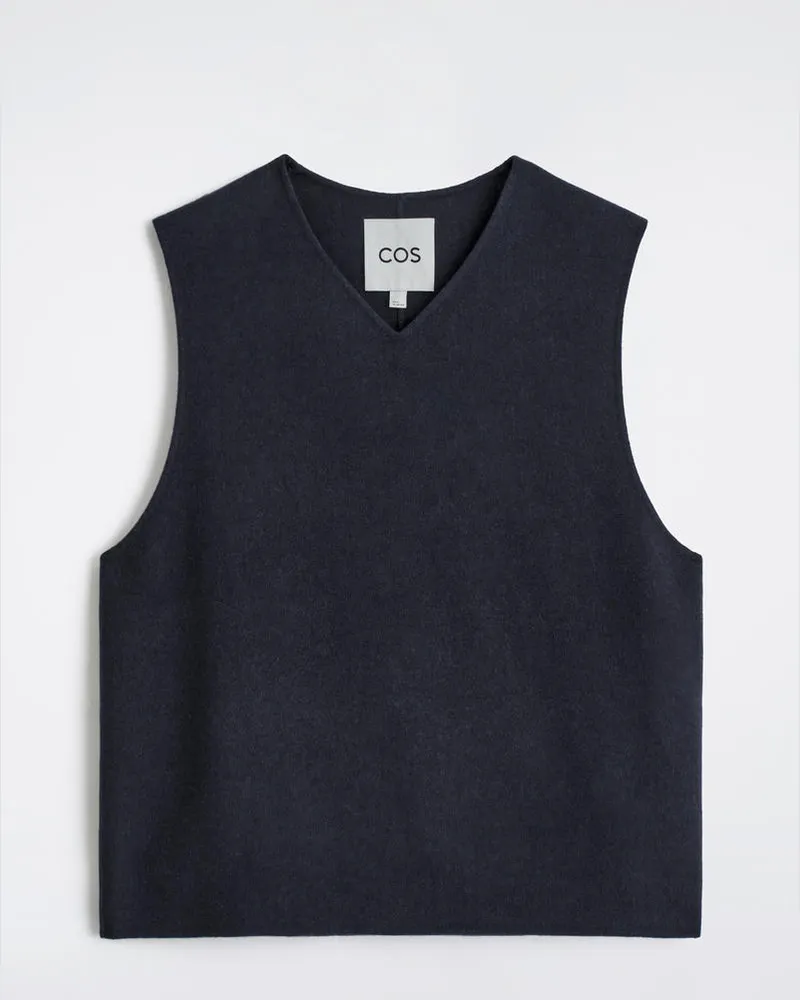 COS Pullunder Aus Doubleface-Wolle Mit V-Ausschnitt Blau