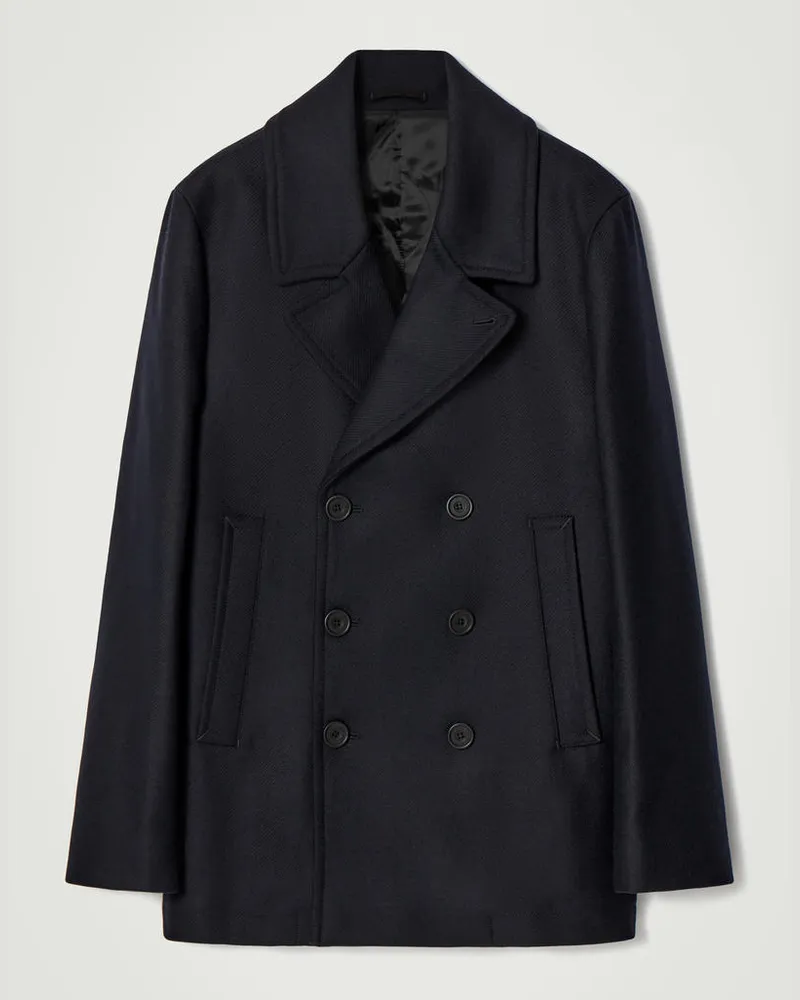 COS Doppelreihige Cabanjacke Aus Wolle Blau