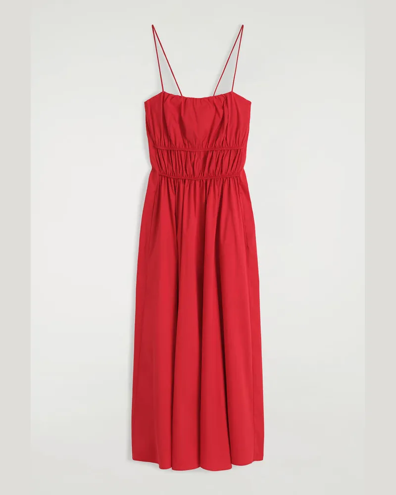 COS Midikleid Aus Baumwolle Mit Raffungen Rot