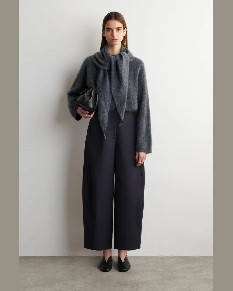 COS Verkürzte Baumwollhose Mit Barrel-Bein Blau