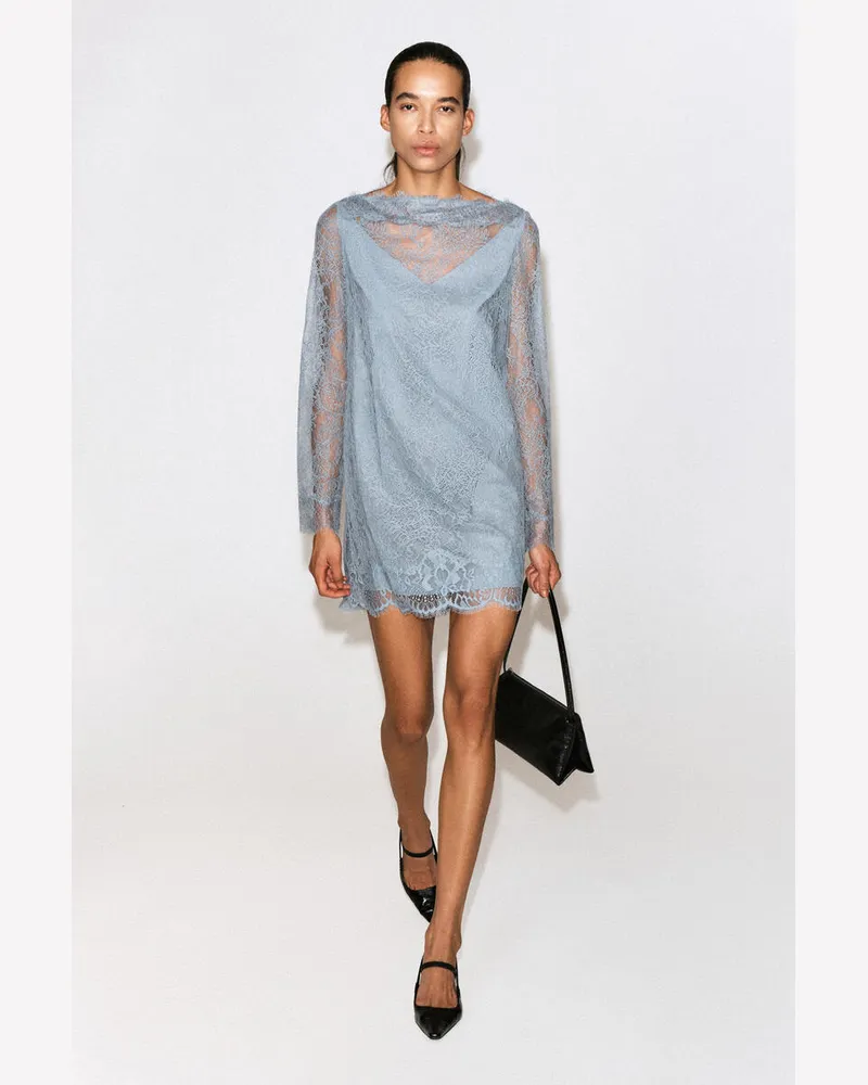 COS Minikleid Mit U-Boot-Ausschnitt Und Spitze Blau