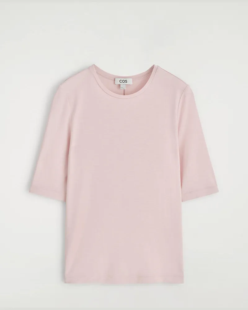 COS Leichtes, Schmal Geschnittenes T-Shirt Rosa