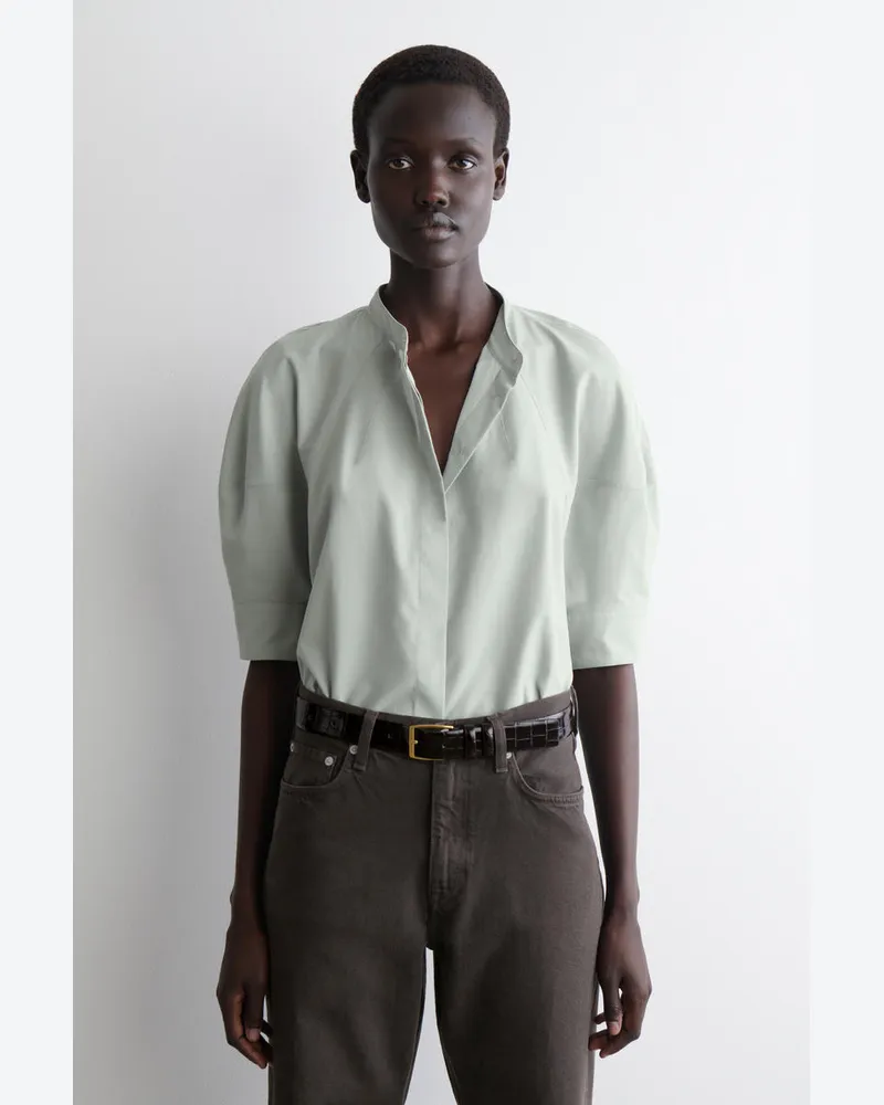 COS Baumwollbluse Mit Puffärmeln Türkis