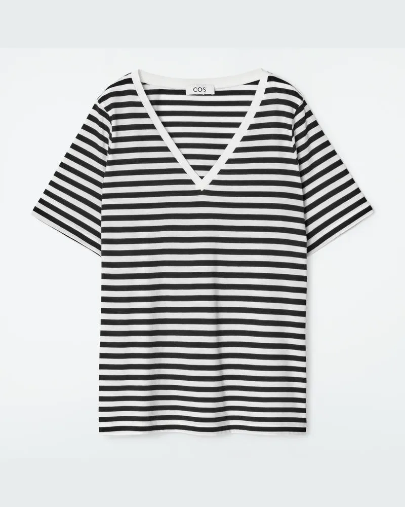 COS Alltags-T-Shirt Mit V-Ausschnitt Schwarz