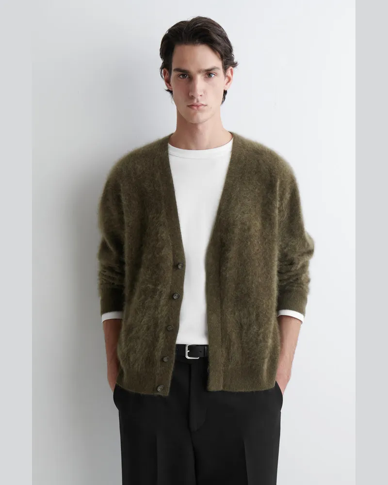 COS Strickjacke Aus Gebürstetem Kaschmir Braun