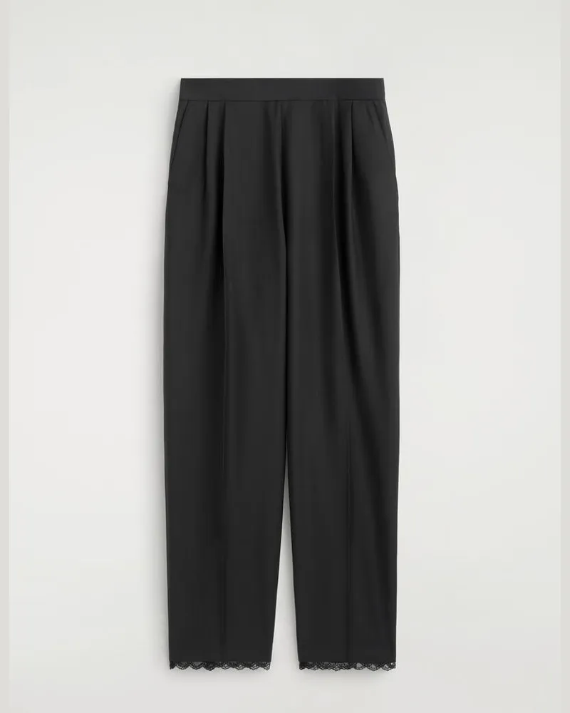 COS Schmal Zulaufende Wollhose Mit Spitzendetails Schwarz