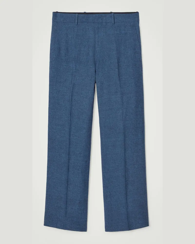 COS Elegante Leinenhose Mit Ausgestelltem Bein Blau