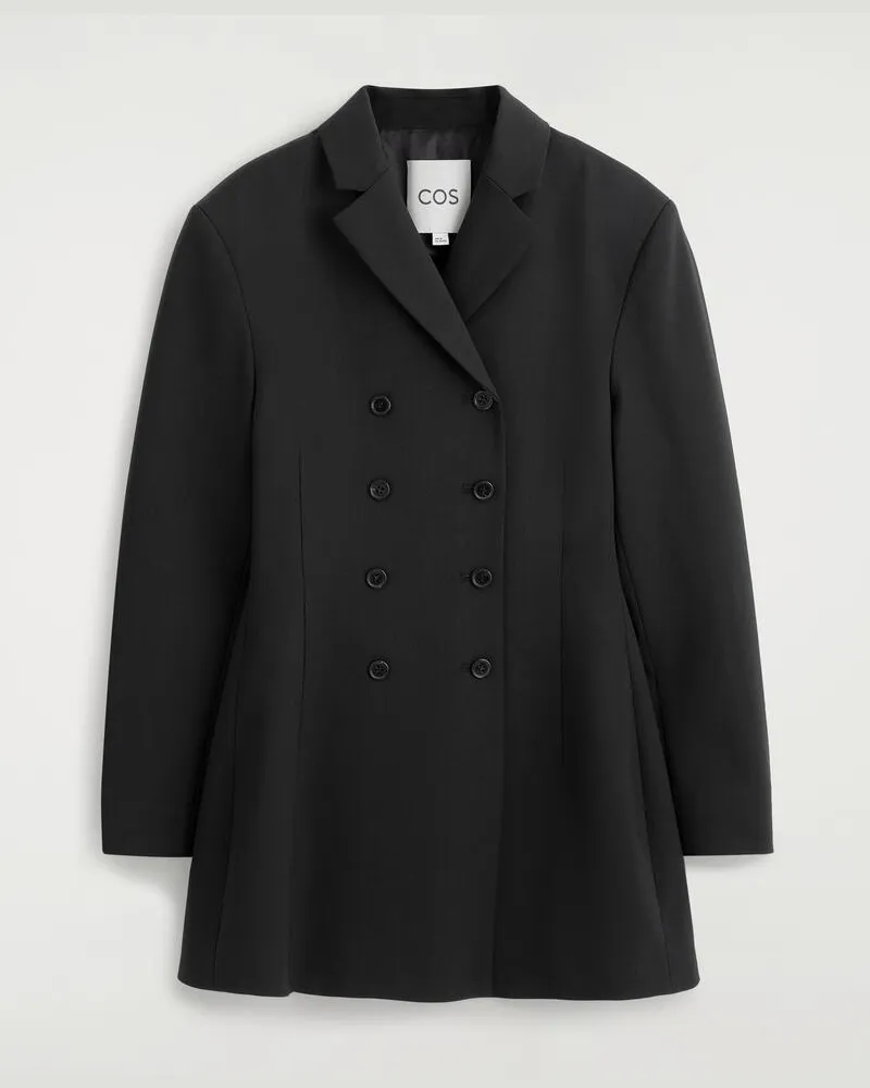 COS Doppelreihiger Blazer Mit Schösschen Schwarz