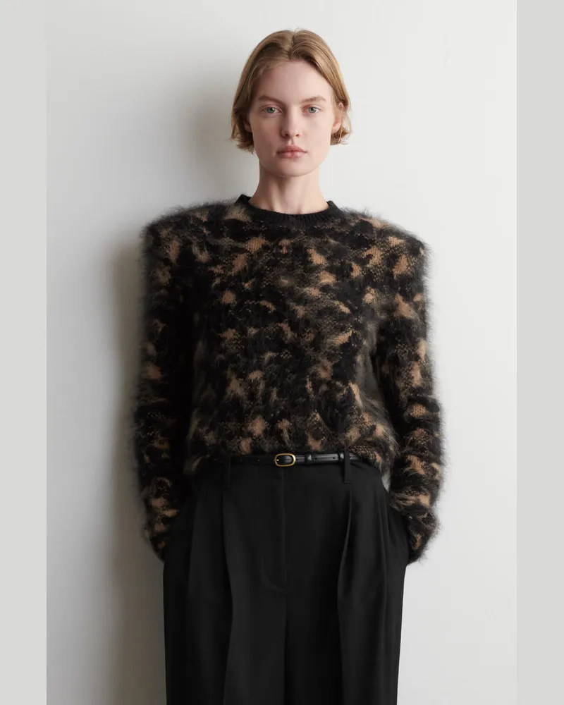 COS Pullover Aus Merinowolle Mit Jacquard-Motiv Schwarz