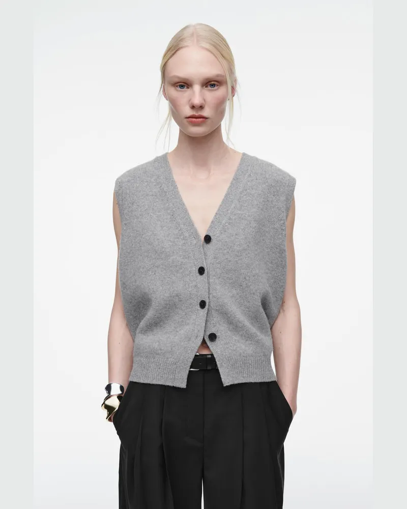 COS Weste Aus Merinowolle Mit V-Ausschnitt Grau