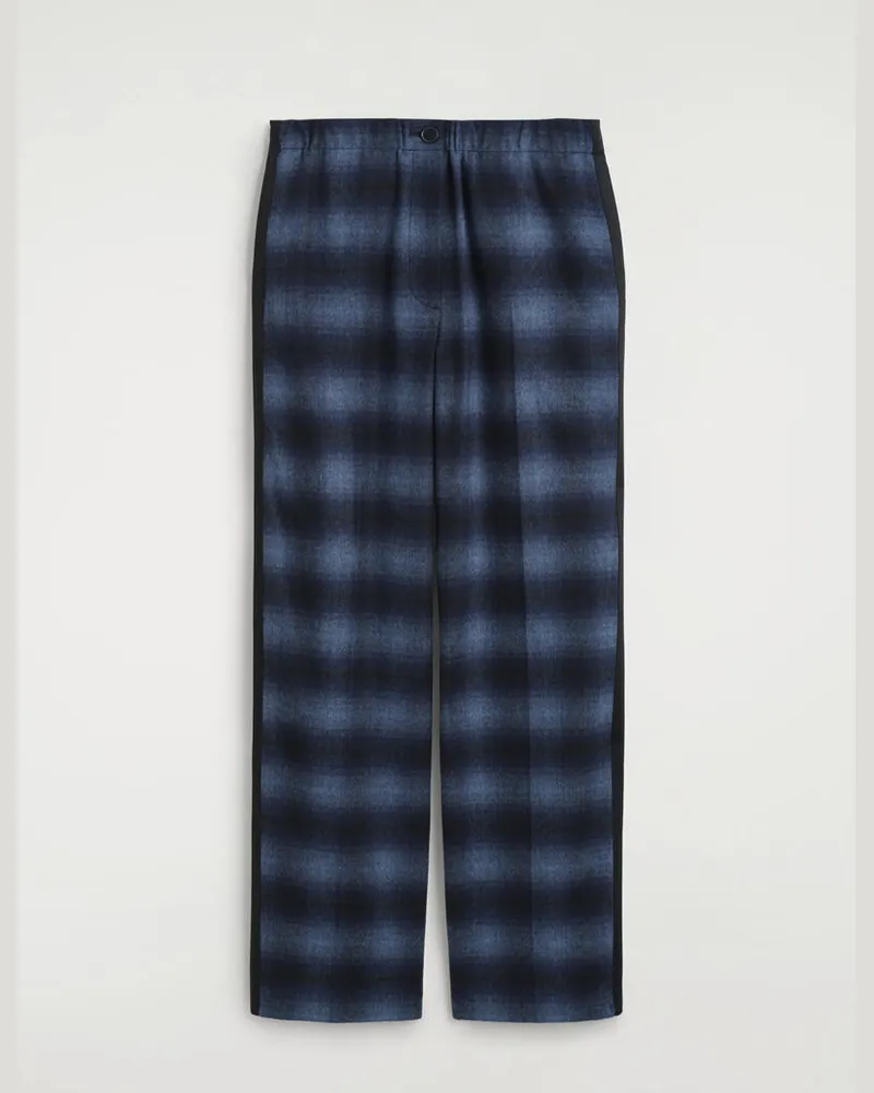 COS Karierte Hose Aus Woll-Mix Mit Satindetails Blau