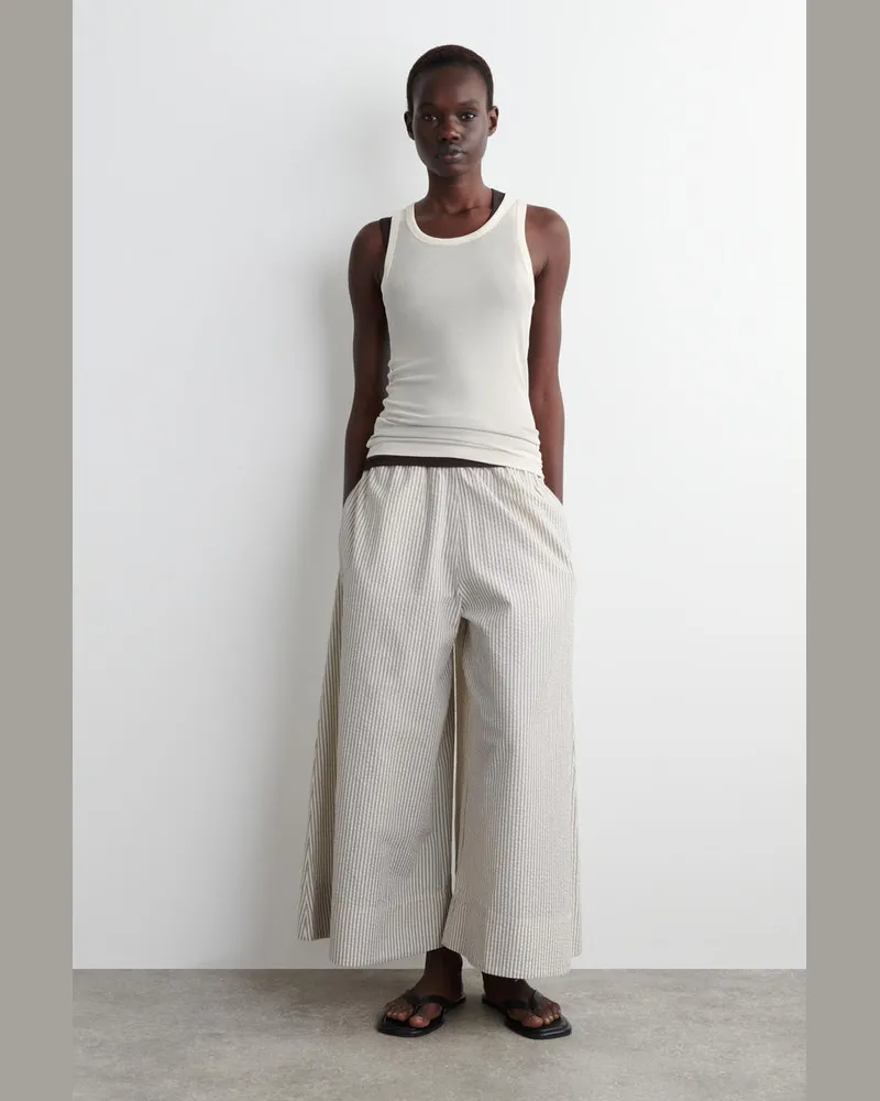 COS Culottes Aus Seersucker Weiß