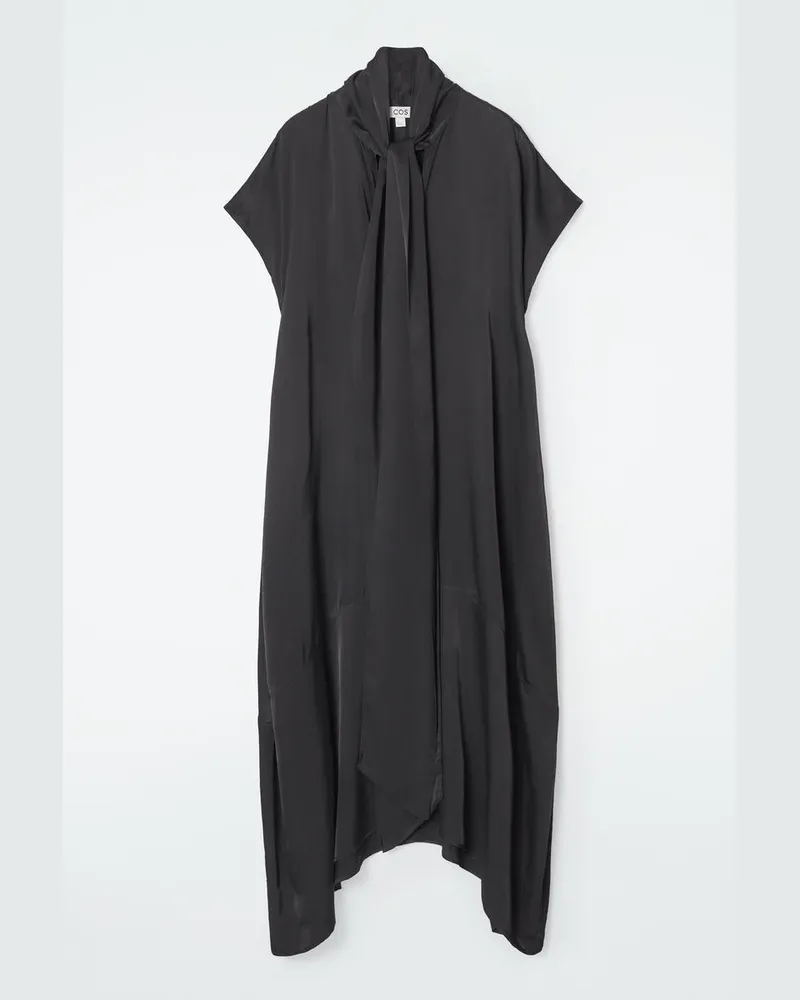 COS Asymmetrisches Midikleid Mit Schluppe Schwarz
