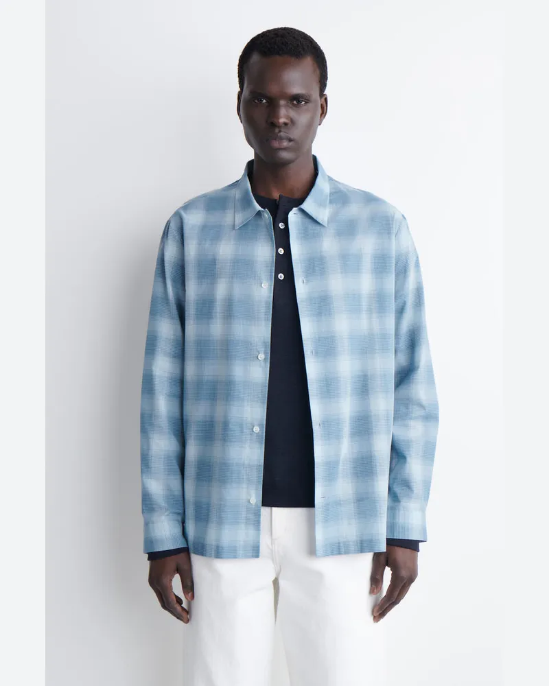 COS Kariertes Baumwollhemd Blau