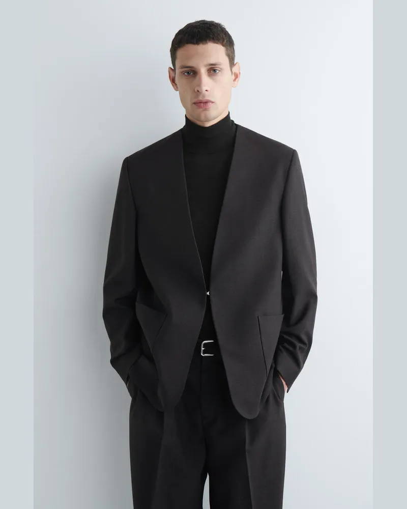 COS Kragenloser Wollblazer Grau