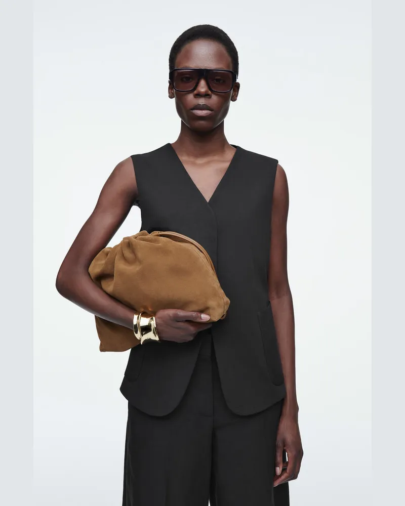 COS Cavatelli Clutch - Veloursleder Braun