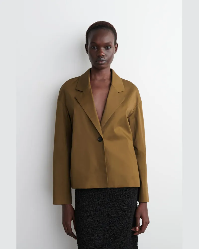 COS Baumwoll-Blazer Mit Einem Knopf Beige