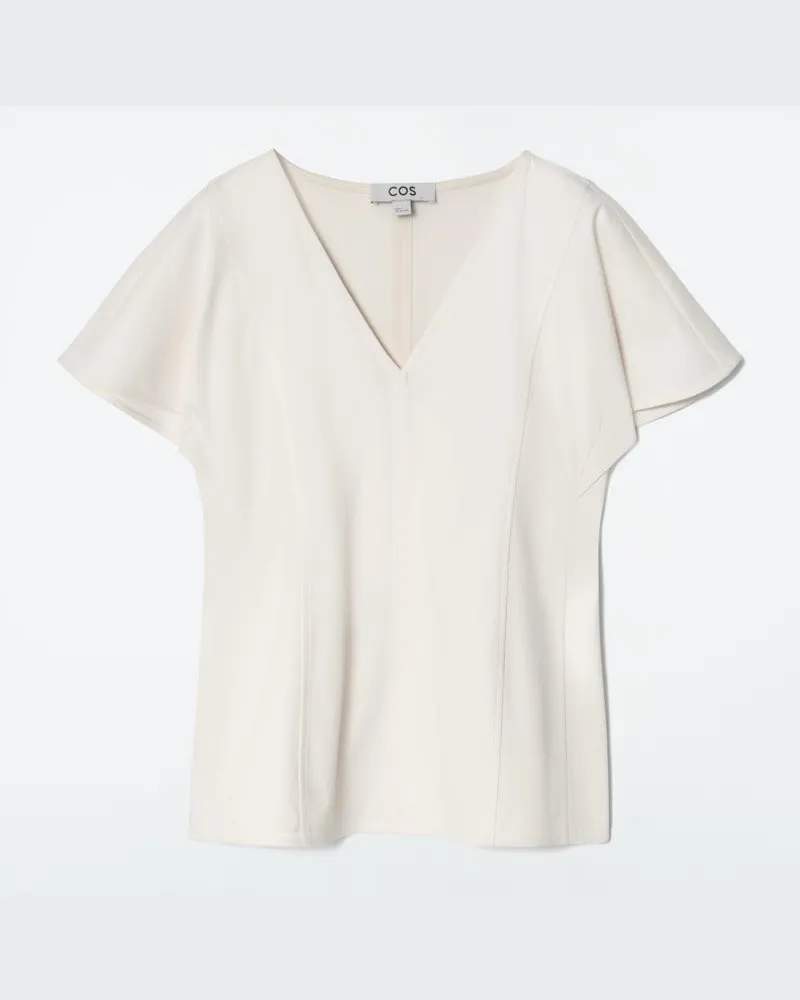COS Oberteil Aus Baumwolle Mit Blütenärmeln Weiß