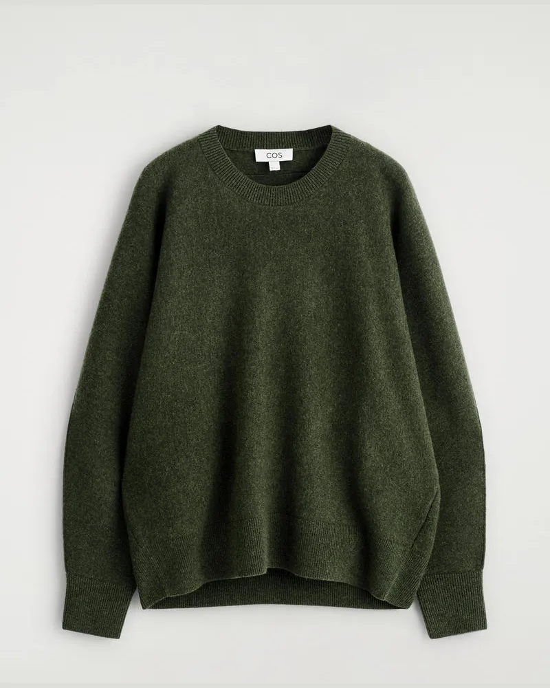 COS Abgerundeter Pullover Aus Doubleface-Wolle Grün