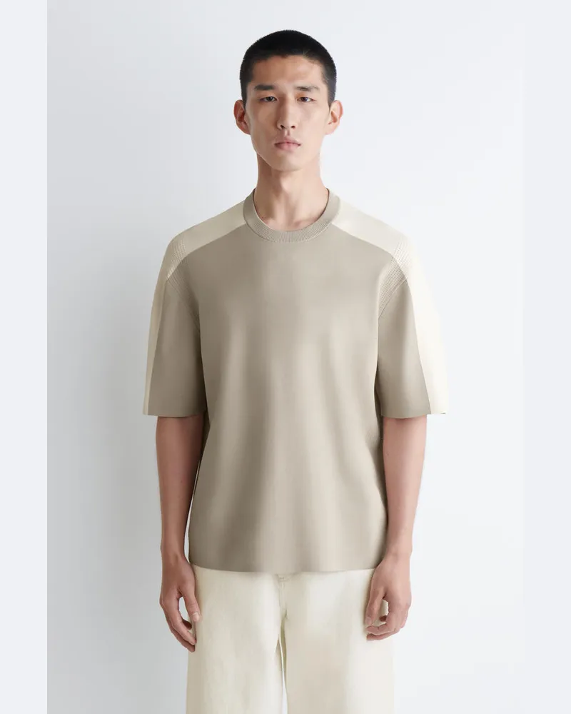 COS Strick-T-Shirt Mit Mesh-Einsätzen Beige