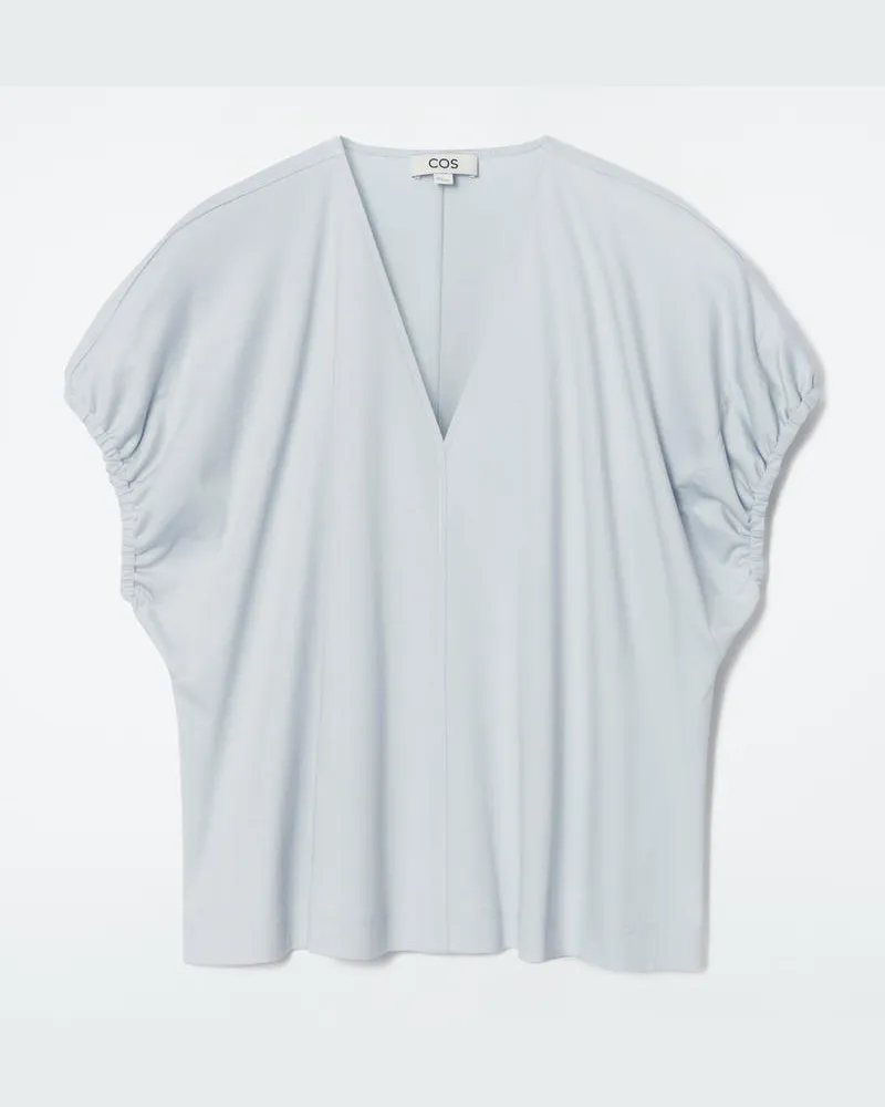 COS Geraffte Bluse Aus Baumwolle Blau