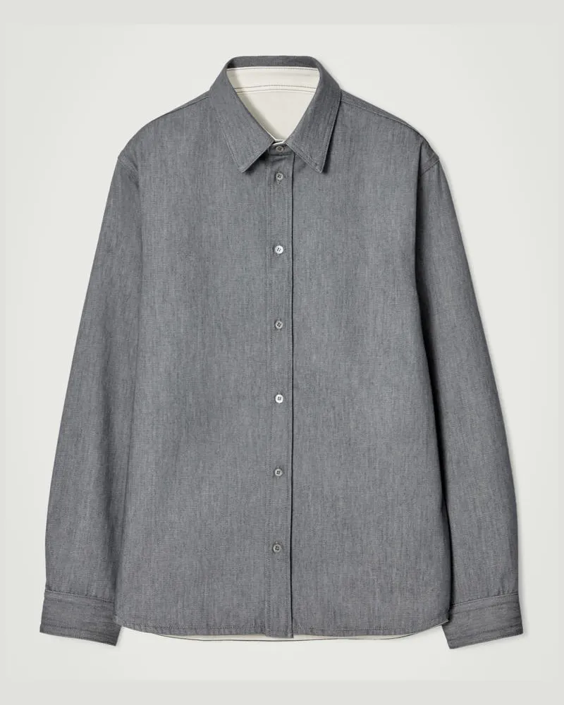 COS Lockere Hemdjacke Aus Denim Grau