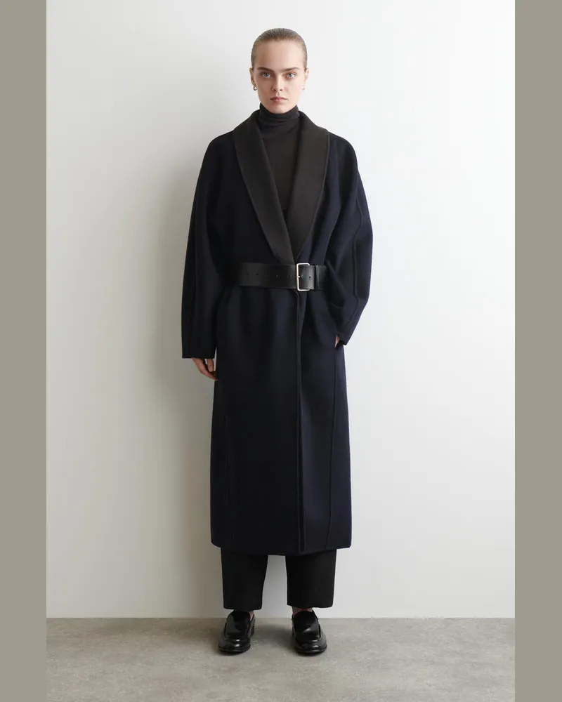 COS Mantel Aus Doubleface-Wolle Mit Schalkragen Blau