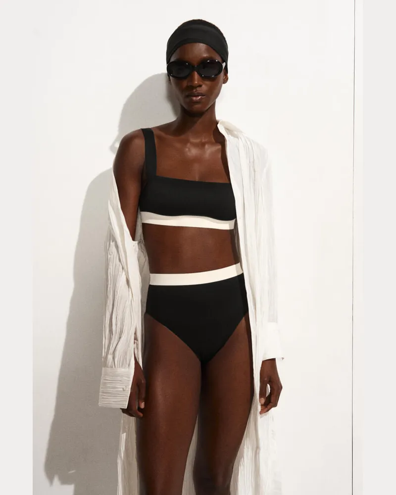 COS Bikinihose In Colour-Block-Optik Mit Hohem Bund Schwarz