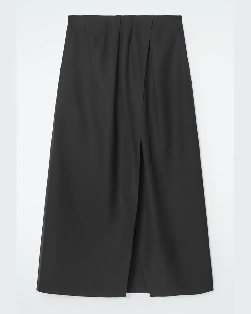 COS Drapierter Wickelrock In Midilänge Schwarz