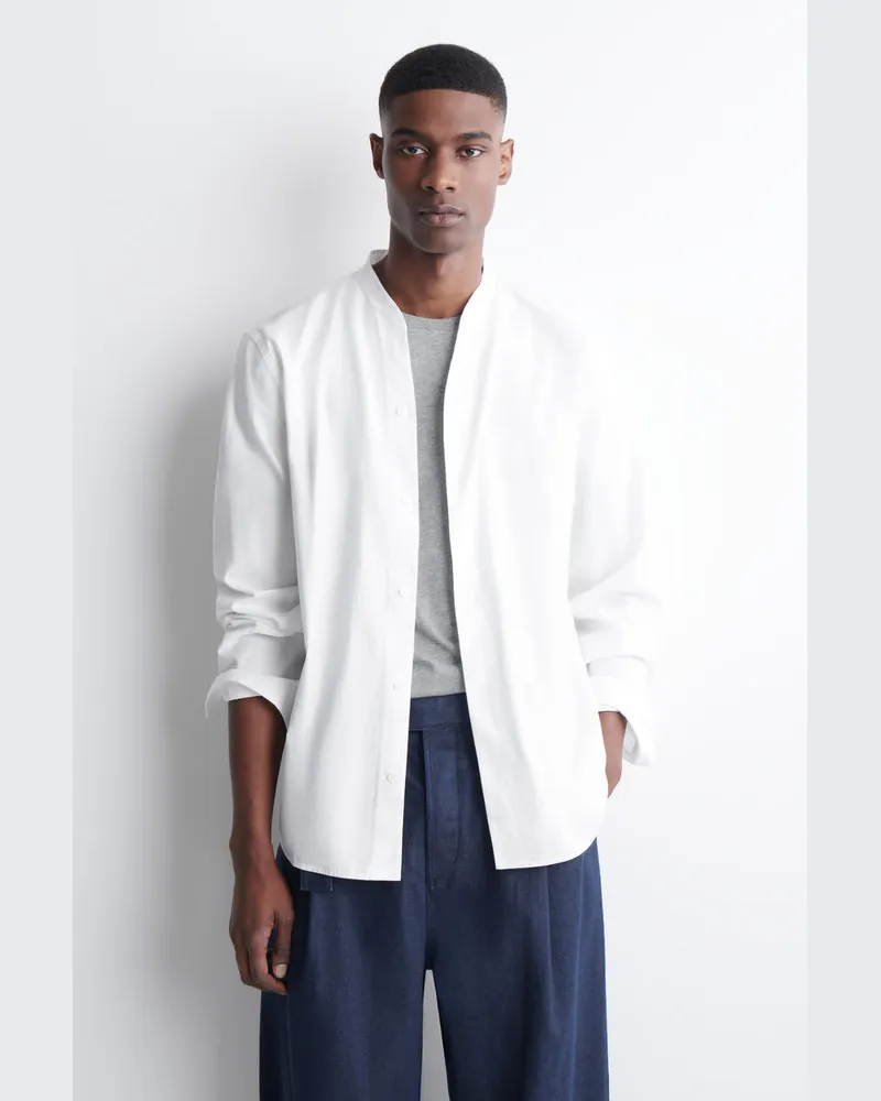COS Baumwollhemd Mit Grandad-Kragen Weiß