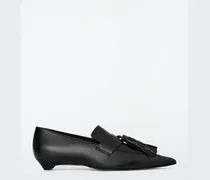 Loafers Aus Leder Mit Kitten-Heel Und Fransen