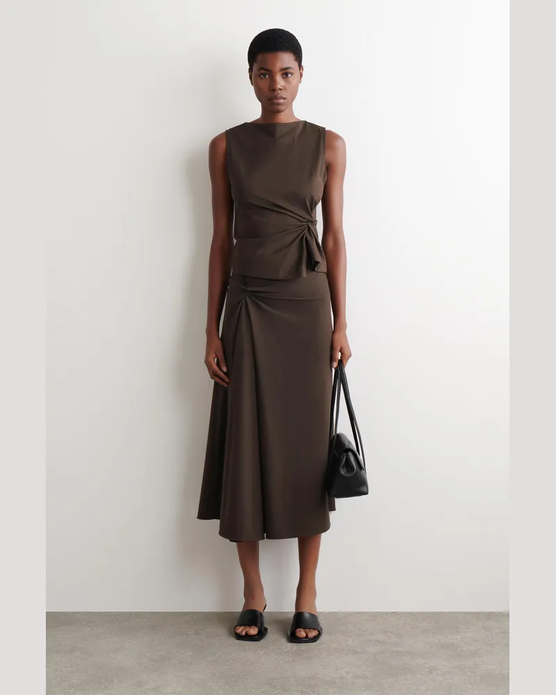 COS Midirock Aus Jersey Mit Twist-Detail Braun