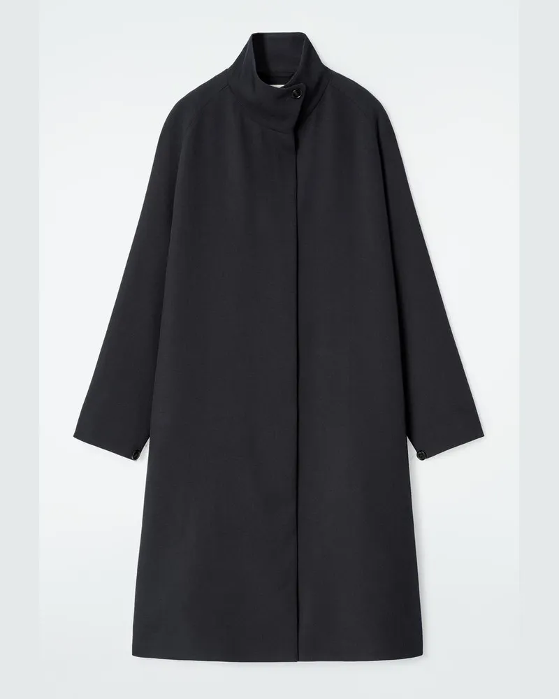COS Langer Mantel Aus Woll-Mix In Trapezform Blau