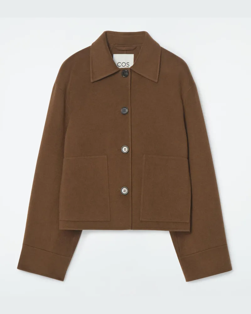 COS Kastenförmige Kurzjacke Aus Doubleface-Wolle Braun