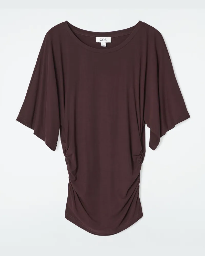 COS T-Shirt Aus Jersey Mit Raffungen Rot