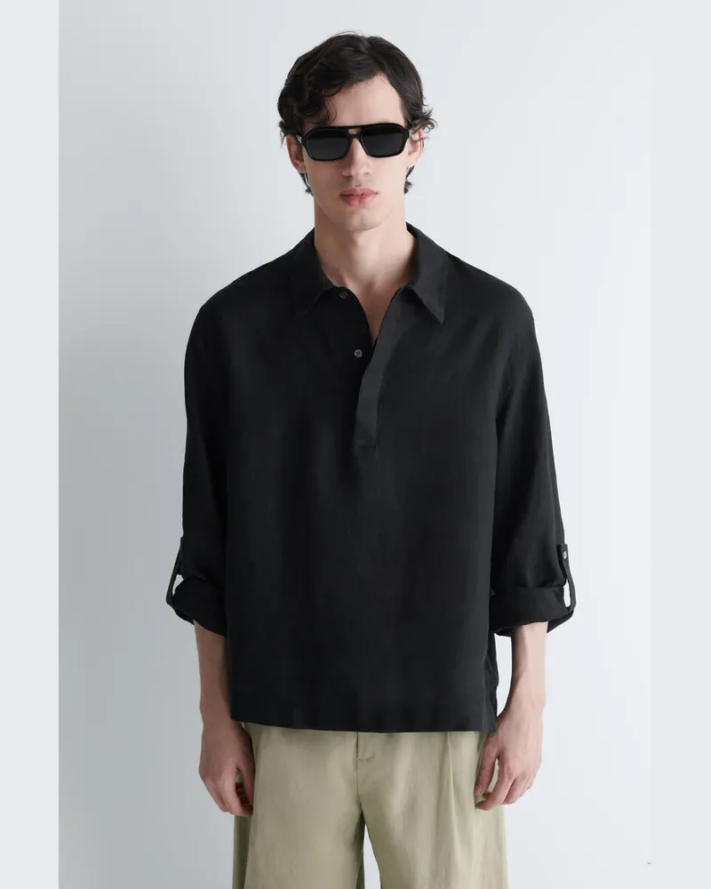 COS Popover-Hemd Aus Leinen Schwarz