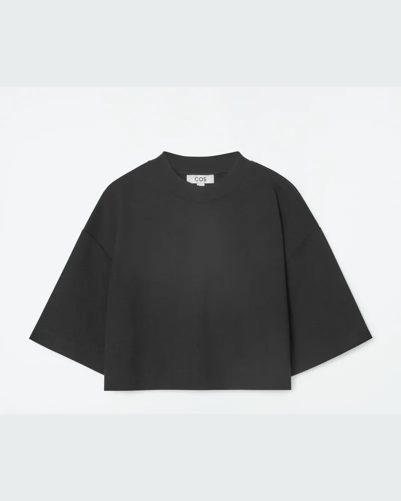 COS Verkürztes Lockeres T-Shirt Schwarz
