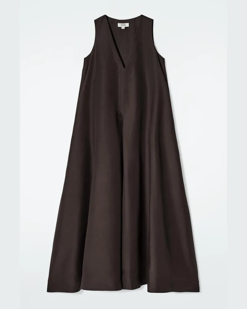 COS Maxikleid Aus Leinen-Mix In A-Linie Braun