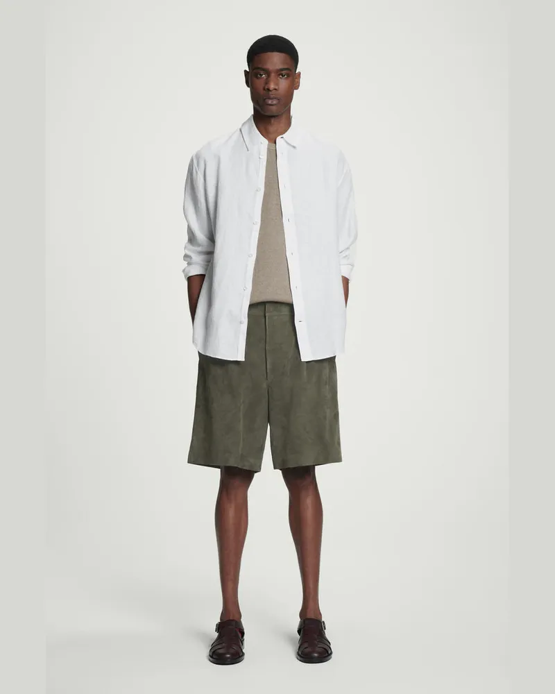 COS Elegante Shorts Aus Veloursleder Grün