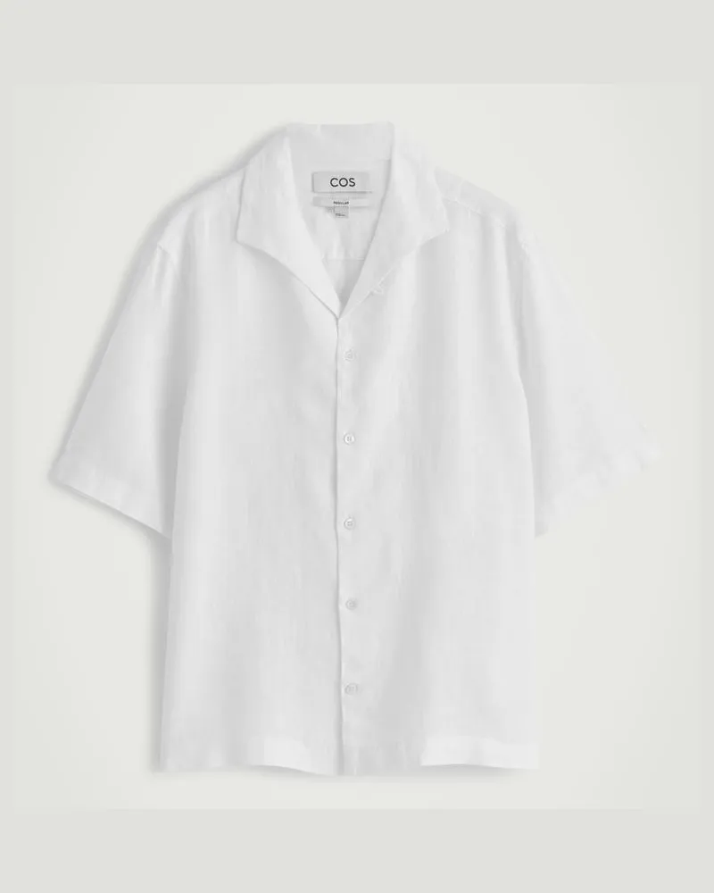 COS Kurzarmhemd Aus Leinen Weiß
