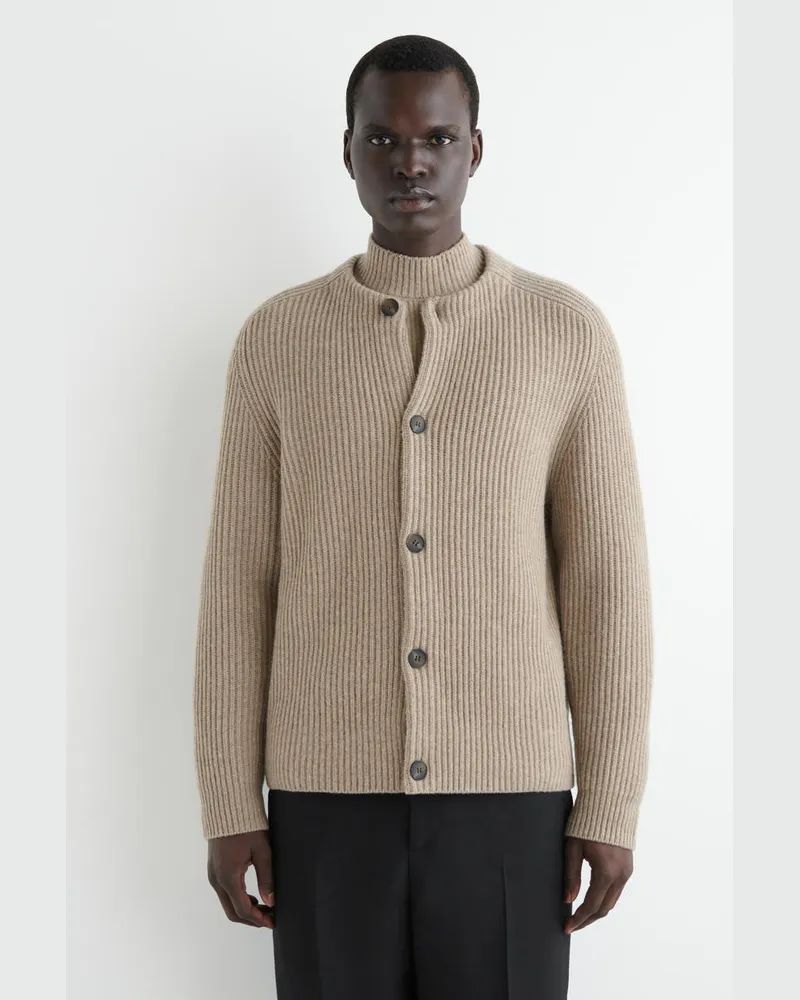 COS Strickjacke Aus Wolle Mit Rundhalsausschnitt Beige