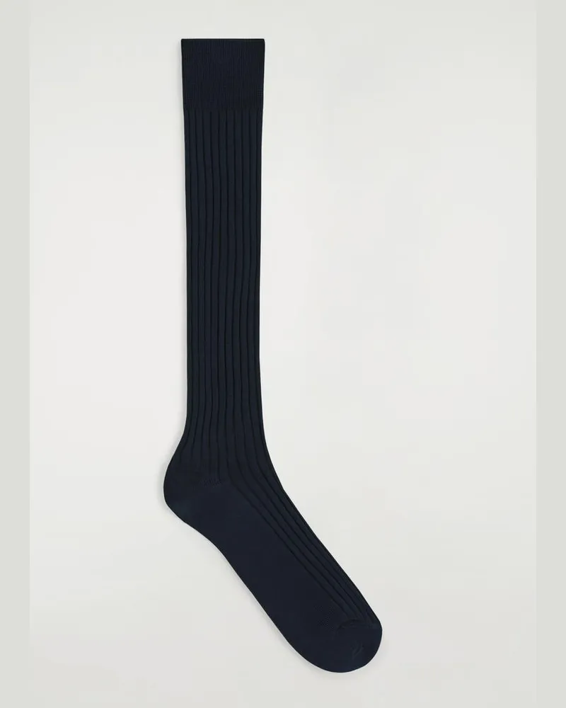 COS Lange Gerippte Baumwollsocken Blau