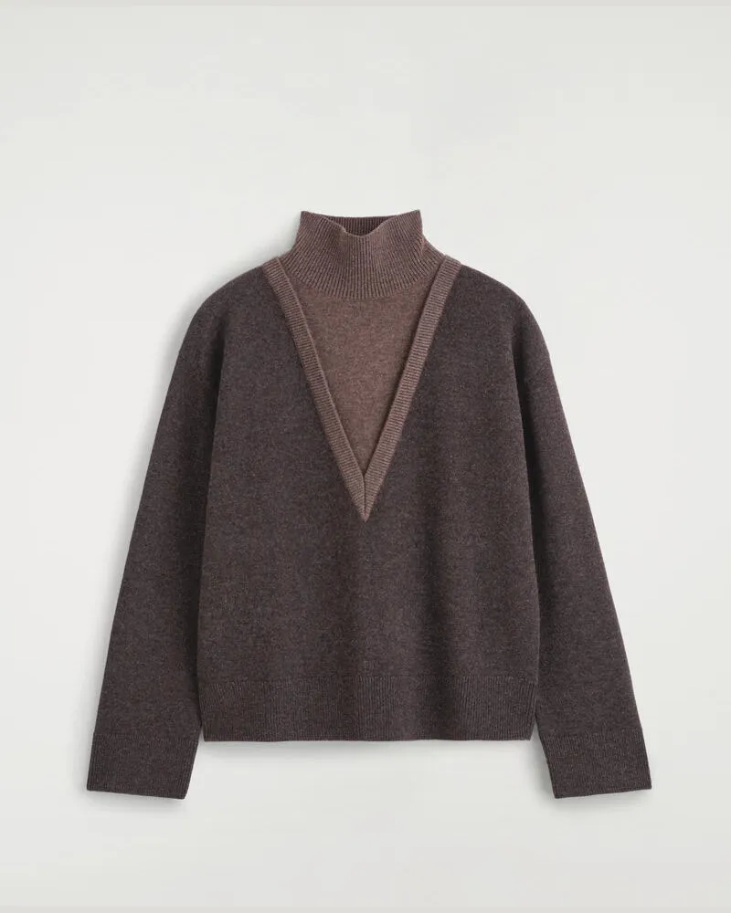 COS Pullover Aus Merinowolle Mit Kragen Braun