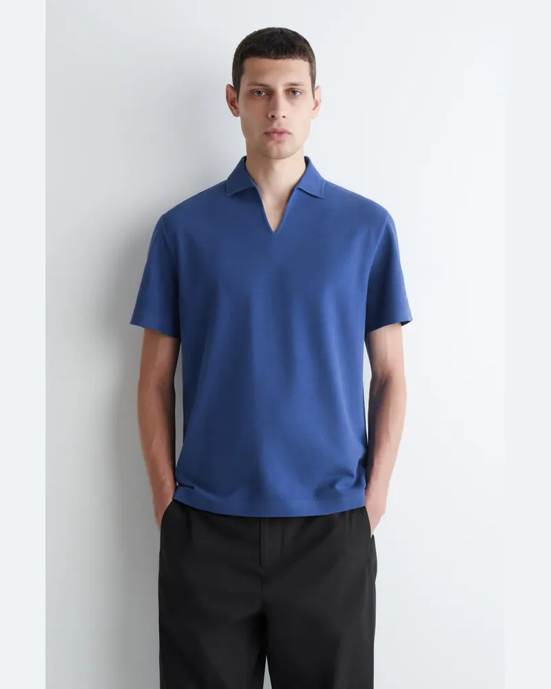 COS Piqué-Poloshirt Aus Technischem Material Blau