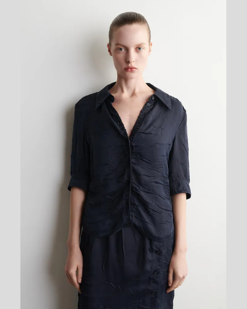 COS Hemd In Knitteroptik Mit Raffungen Blau